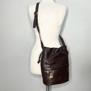 AMERICANA by SHARIF Vintage Soft Leather Crossbody Bucket Bag Handbag Purse